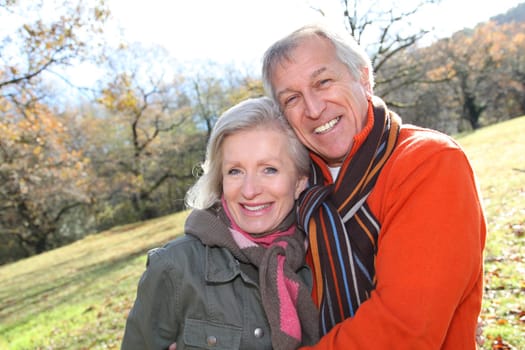 Closeup of senior couple in countryside