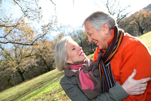 Closeup of senior couple in countryside