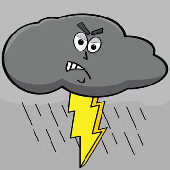 Cartoon illustration showing an angry dark cloud with lightning coming out of it