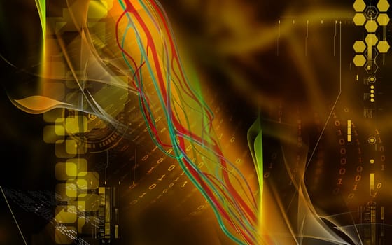 Digital illustration of vein in colour background