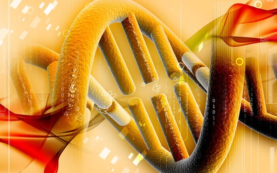 Digital illustration DNA structure in colour background
