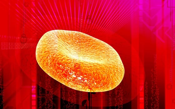 Digital illustration of blood cell in colour background