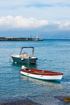Little fishing boats in the port of Capri