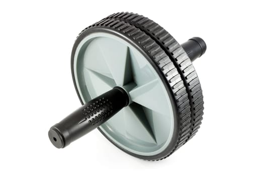 Abdominal toning wheel isolated on white