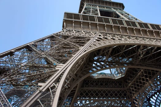 Perspective of a part of the Eiffel tower