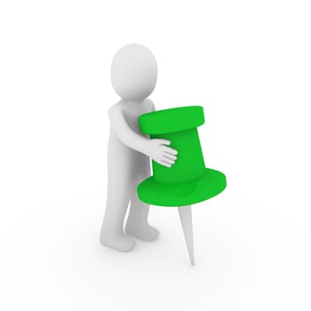 3d human man green tack business note office