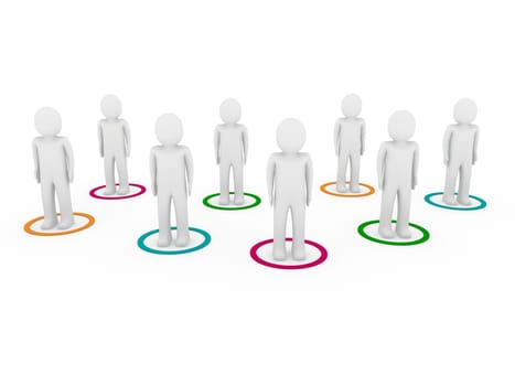 3d men human connection team teamwork pink orange