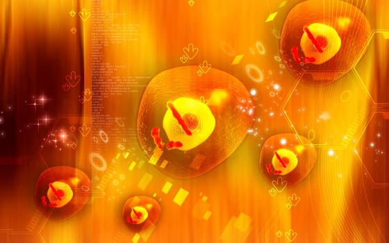 Digital illustration of human cell in colour background