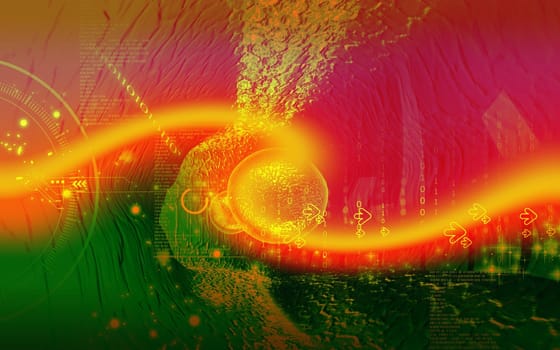 Digital illustration of blood cell in colour background