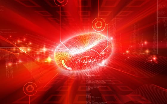 Digital illustration of blood cell in colour background