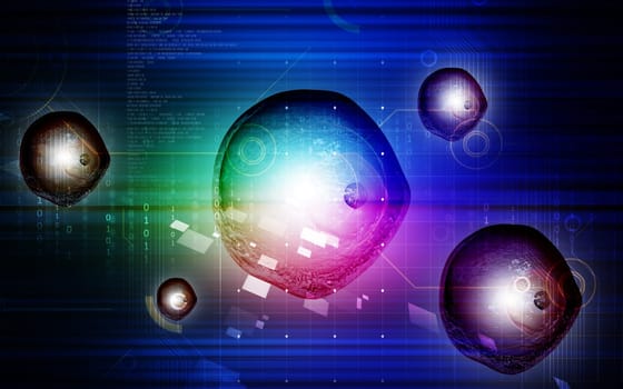 Digital illustration of ovum cell in colour background