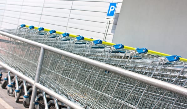 Caddies of supermarket, illustrate consommation, purchase and sale, economy business