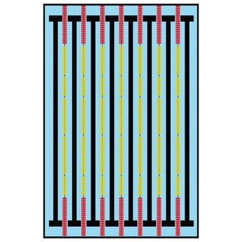 Illustration of a swimming pool with eight swim lanes for competitions