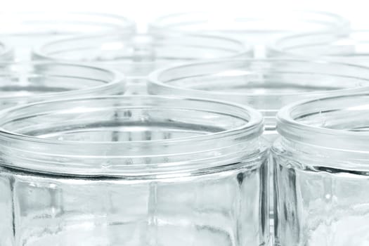 Close-up of many glasses