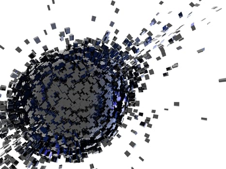 3d cube effect explosion abstract backgtound blue black