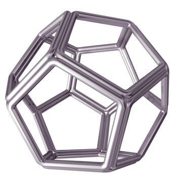 Original isolated illustration of a tubular steel dodecahedron