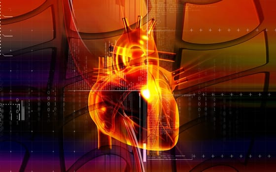 Digital illustration of heart in colour background
