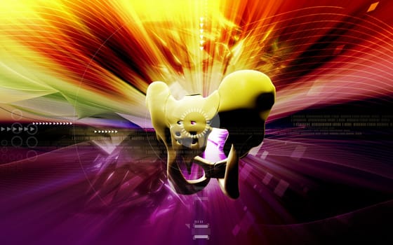 Digital illustration of pelvic girdle in colour background
