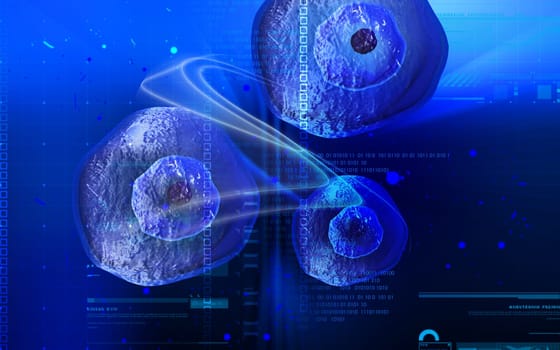Digital illustration of ovum cell in colour background
