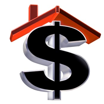Isolated illustration showing the cost of a house
