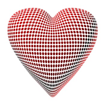 Isolated illustration on an abstract heart made of red dots