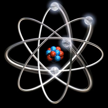 Original illustration of an atom on a black background