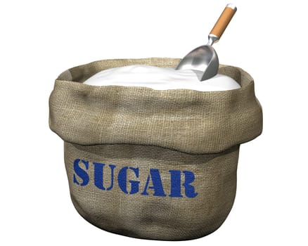 Isolated illustration of an open sack containing sugar
