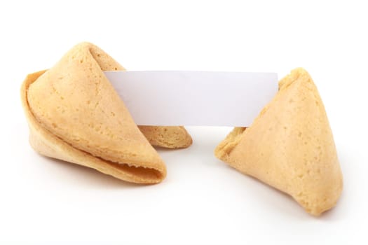 Fortune cookie with blank note,Chinese oracle baked in a cookie