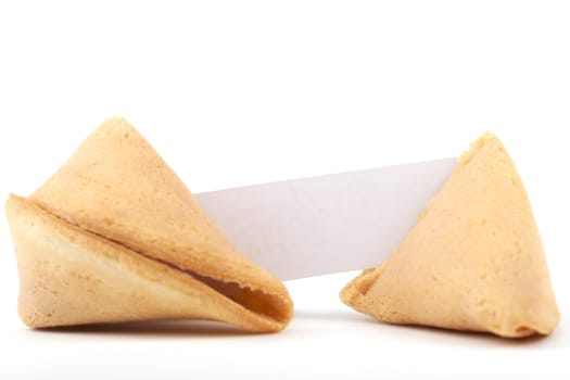 Fortune cookie with blank note,Chinese oracle baked in a cookie