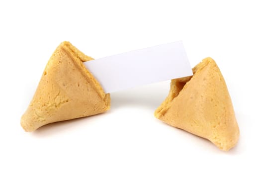 Fortune cookie with blank note,Chinese oracle baked in a cookie
