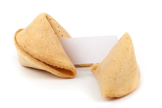 Fortune cookie with blank note,Chinese oracle baked in a cookie