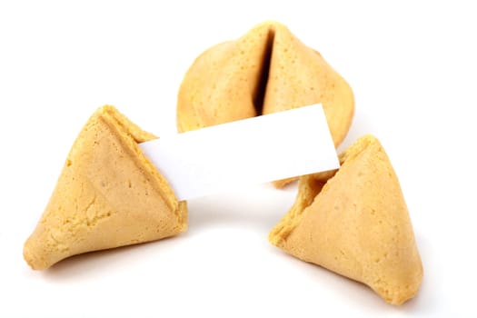 Fortune cookie with blank note,Chinese oracle baked in a cookie