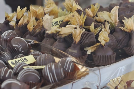Detail view of traditional chocolate sweet food