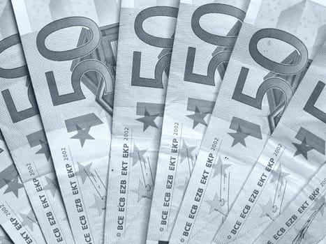 Range of 50 Euro banknotes useful as a background