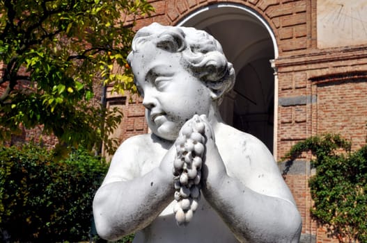 Ancient baroque statue Aglie castle, Piedmont, Italy