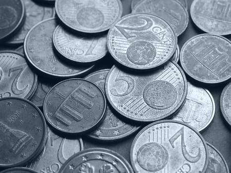Range of Euro coins useful as a background