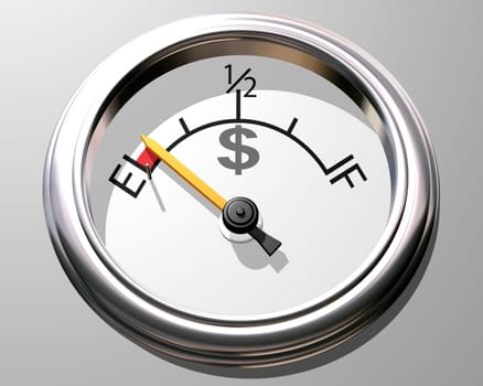 Illustration of a gauge representing money running out