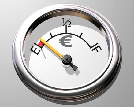 Illustration of a gauge representing money running out
