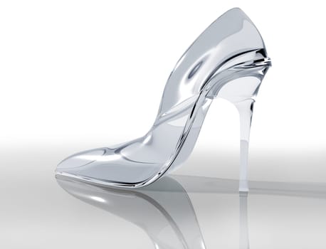 Illustration of an original glass slipper design fit for capturing a prince