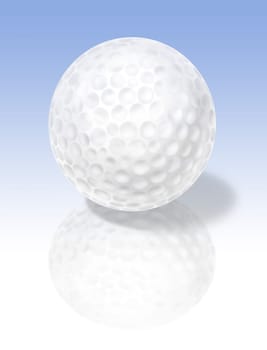Illustration of a golf ball on a reflective surface