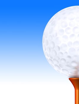 Illustration of a golf ball perched on a tee ready for play