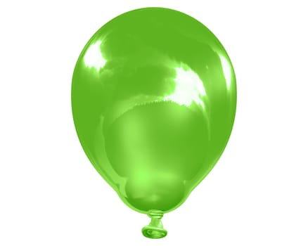 3d illustration of a single isolated reflective green balloon