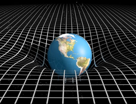 Original illustration showing the link between space time and gravity