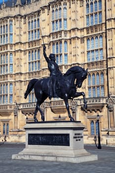 Statue at Houses of Parliament in London