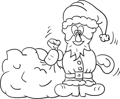 vector - Santa with bag isolated on background