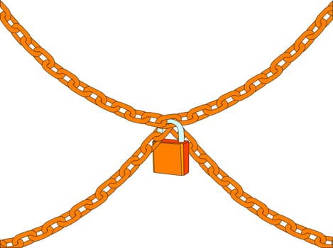 vector - chain with padlock isolated on white background