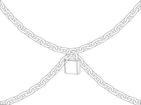vector - chain with padlock isolated on white background