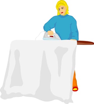 vector - Young woman ironing isolated on background