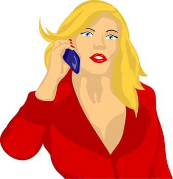 vector - woman with phone isolated on background