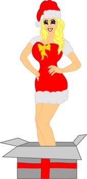 girl like dressed Santa Claus as a Christmas surprise